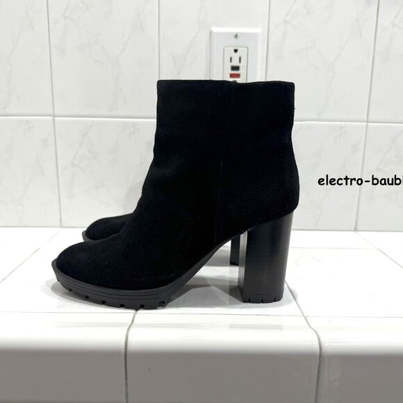 BCBG Block Heel Ankle Booties Size 8.5B Black Suede Laliah NWOB - FREE SHIPPING - Picture 3 of 12